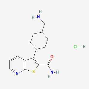 molecular formula C15H20ClN3OS B1402436 3-(4-Aminomethyl-cyclohexyl)-thieno[2,3-b]pyridine-2-carboxylic acid amide hydrochloride CAS No. 1361112-66-4
