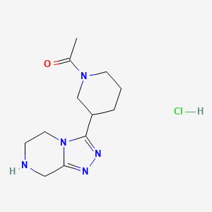 molecular formula C12H20ClN5O B1402438 1-[3-(5,6,7,8-Tetrahydro-[1,2,4]triazolo[4,3-a]pyrazin-3-yl)-piperidin-1-yl]-ethanone hydrochloride CAS No. 1361113-75-8