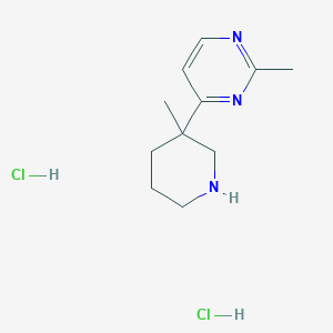 molecular formula C11H19Cl2N3 B1402439 2-Methyl-4-(3-methylpiperidin-3-yl)pyrimidine dihydrochloride CAS No. 1361116-98-4