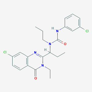 molecular formula C23H26Cl2N4O2 B14024456 1-[1-(7-Chloro-3-ethyl-4-oxo-2-quinazolinyl)propyl]-3-(3-chlorophenyl)-1-propylurea 