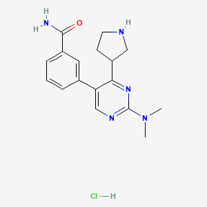 molecular formula C17H22ClN5O B1402448 3-(2-Dimethylamino-4-pyrrolidin-3-yl-pyrimidin-5-yl)-benzamide hydrochloride CAS No. 1361112-95-9