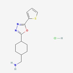 molecular formula C13H18ClN3OS B1402451 C-[4-(5-Thiophen-2-yl-[1,3,4]oxadiazol-2-yl)-cyclohexyl]-methylamine hydrochloride CAS No. 1361115-73-2