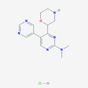molecular formula C14H19ClN6O B1402452 Dimethyl-(4-morpholin-2-yl-[5,5']bipyrimidinyl-2-yl)-amine hydrochloride CAS No. 1361113-02-1
