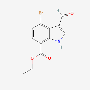 molecular formula C12H10BrNO3 B14024533 Ethyl 4-bromo-3-formyl-1H-indole-7-carboxylate 