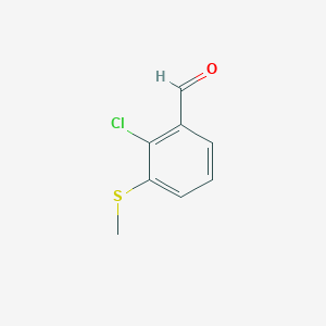 molecular formula C8H7ClOS B14024545 2-Chloro-3-(methylsulfanyl)benzaldehyde 