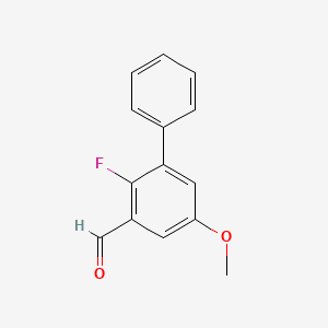 molecular formula C14H11FO2 B14024561 2-Fluoro-5-methoxy-[1,1'-biphenyl]-3-carbaldehyde 