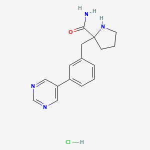 molecular formula C16H19ClN4O B1402460 2-(3-Pyrimidin-5-yl-benzyl)-pyrrolidine-2-carboxylic acid amide hydrochloride CAS No. 1361113-76-9