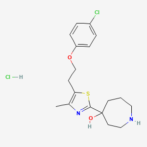 molecular formula C18H24Cl2N2O2S B1402461 4-{5-[2-(4-氯苯氧基)乙基]-4-甲基噻唑-2-基}-氮杂环-4-醇盐酸盐 CAS No. 1361111-82-1