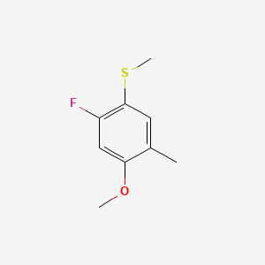 molecular formula C9H11FOS B14024617 (2-Fluoro-4-methoxy-5-methylphenyl)(methyl)sulfane 