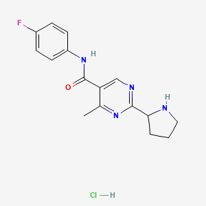 molecular formula C16H18ClFN4O B1402467 N-(4-fluorophenyl)-4-methyl-2-(pyrrolidin-2-yl)pyrimidine-5-carboxamide hydrochloride CAS No. 1229627-22-8