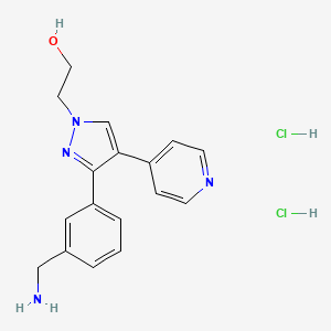 molecular formula C17H20Cl2N4O B1402468 2-[3-(3-Aminomethyl-phenyl)-4-pyridin-4-yl-pyrazol-1-yl]-ethanol dihydrochloride CAS No. 1361116-96-2