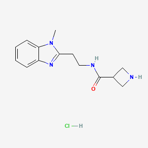 molecular formula C14H19ClN4O B1402469 氮杂环丁-3-羧酸[2-(1-甲基-1H-苯并咪唑-2-基)-乙基]-酰胺盐酸盐 CAS No. 1361112-47-1