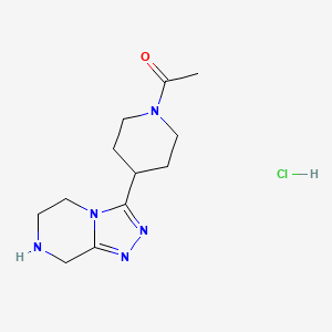 molecular formula C12H20ClN5O B1402477 1-(4-(5,6,7,8-Tetrahydro-[1,2,4]triazolo[4,3-a]pyrazin-3-yl)piperidin-1-yl)ethanone hydrochloride CAS No. 1361116-29-1