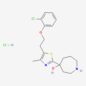 molecular formula C18H24Cl2N2O2S B1402487 4-{5-[2-(2-Chloro-phenoxy)-ethyl]-4-methyl-thiazol-2-yl}-azepan-4-ol hydrochloride CAS No. 1361111-24-1