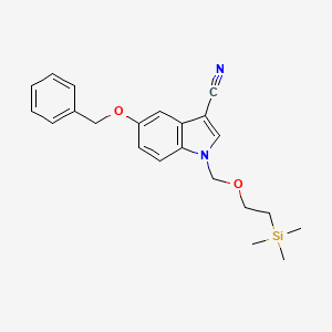 molecular formula C22H26N2O2Si B14024914 5-(Benzyloxy)-1-((2-(trimethylsilyl)ethoxy)methyl)-1H-indole-3-carbonitrile 