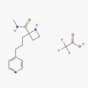 molecular formula C15H20F3N3O3 B1402495 2-(3-吡啶-4-基-丙基)-氮杂环己烷-2-甲酸甲酰胺三氟乙酸盐 CAS No. 1361115-95-8