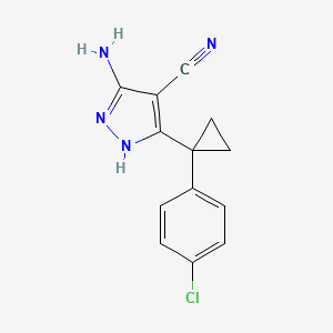 molecular formula C13H11ClN4 B14024980 5-Amino-3-(1-(4-chlorophenyl)cyclopropyl)-1H-pyrazole-4-carbonitrile 