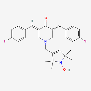 molecular formula C28H30F2N2O2 B14025255 (3E)-3,5-bis[(4-fluorophenyl)methylidene]-1-[(1-hydroxy-2,2,5,5-tetramethylpyrrol-3-yl)methyl]piperidin-4-one 