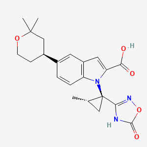 5-[(4S)-2,2-dimethyloxan-4-yl]-1-[(1S,2S)-2-methyl-1-(5-oxo-4H-1,2,4-oxadiazol-3-yl)cyclopropyl]indole-2-carboxylic acid