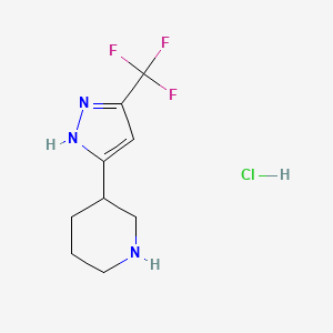 molecular formula C9H13ClF3N3 B1402531 3-(5-Trifluoromethyl-1H-pyrazol-3-yl)-piperidine hydrochloride CAS No. 1361111-74-1