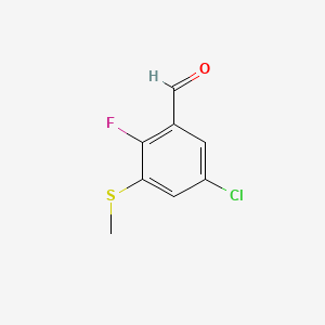 molecular formula C8H6ClFOS B14025370 5-Chloro-2-fluoro-3-(methylthio)benzaldehyde 