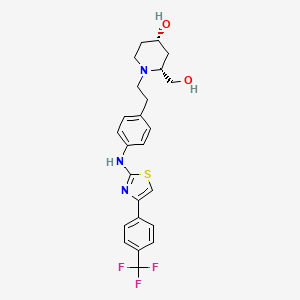 molecular formula C24H26F3N3O2S B14025463 (2R,4S)-2-(Hydroxymethyl)-1-(4-((4-(4-(trifluoromethyl)phenyl)thiazol-2-yl)amino)phenethyl)piperidin-4-ol 