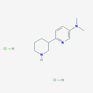 molecular formula C12H21Cl2N3 B1402556 (1',2',3',4',5',6'-Hexahydro-[2,3']bipyridinyl-5-yl)-dimethyl-amine dihydrochloride CAS No. 1361116-05-3
