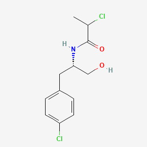 molecular formula C12H15Cl2NO2 B14025577 2-Chloro-N-((S)-1-(4-chlorophenyl)-3-hydroxypropan-2-YL)propanamide 