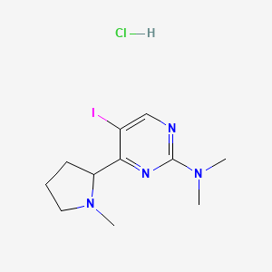 molecular formula C11H18ClIN4 B1402560 [5-Iodo-4-(1-methyl-pyrrolidin-2-yl)-pyrimidin-2-yl]-dimethyl-amine hydrochloride CAS No. 1361118-59-3