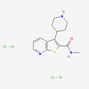 molecular formula C14H19Cl2N3OS B1402563 N-methyl-3-(piperidin-4-yl)thieno[2,3-b]pyridine-2-carboxamide dihydrochloride CAS No. 1361116-00-8