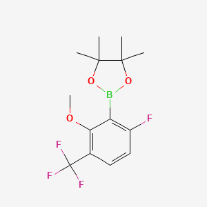 molecular formula C14H17BF4O3 B14025632 2-(6-Fluoro-2-methoxy-3-(trifluoromethyl)phenyl)-4,4,5,5-tetramethyl-1,3,2-dioxaborolane 