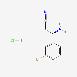 molecular formula C9H10BrClN2 B14025689 (S)-3-Amino-3-(3-bromophenyl)propanenitrile hydrochloride 