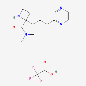 molecular formula C15H21F3N4O3 B1402574 三氟乙酸盐2-(3-吡嗪-2-基-丙基)-氮杂环丁烷-2-羧酸二甲基酰胺 CAS No. 1361118-57-1