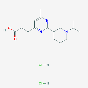 molecular formula C16H27Cl2N3O2 B1402575 3-[2-(1-Isopropyl-piperidin-3-yl)-6-methyl-pyrimidin-4-yl]-propionic acid dihydrochloride CAS No. 1361118-60-6