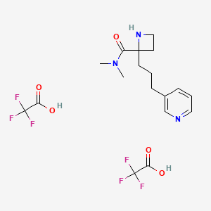 molecular formula C18H23F6N3O5 B1402576 2-(3-Pyridin-3-yl-propyl)-azetidine-2-carboxylic aciddimethylamide di(trifluoroacetic acid salt) CAS No. 1361118-62-8