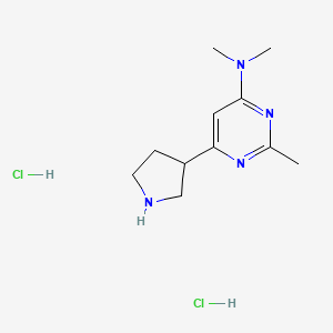molecular formula C11H20Cl2N4 B1402578 Dimethyl-(2-methyl-6-pyrrolidin-3-yl-pyrimidin-4-yl)-amine dihydrochloride CAS No. 1361113-05-4