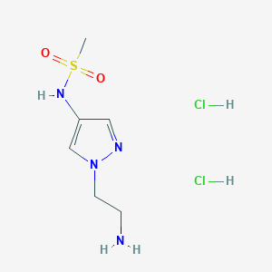 molecular formula C6H14Cl2N4O2S B1402579 N-[1-(2-Amino-ethyl)-1H-pyrazol-4-yl]-methanesulfonamide dihydrochloride CAS No. 1361116-54-2