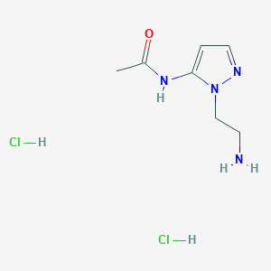 molecular formula C7H14Cl2N4O B1402580 N-[2-(2-Amino-ethyl)-2H-pyrazol-3-yl]-acetamide dihydrochloride CAS No. 1361116-26-8