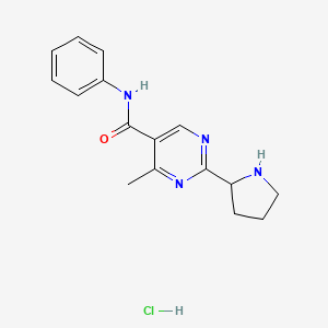 molecular formula C16H19ClN4O B1402586 4-甲基-2-吡咯烷-2-基-嘧啶-5-甲酸苯酰胺盐酸盐 CAS No. 1361114-95-5