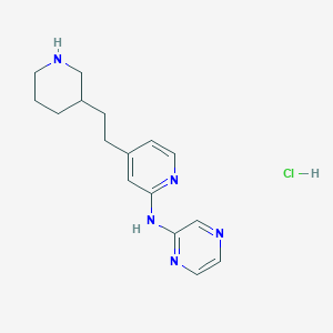 molecular formula C16H22ClN5 B1402590 [4-(2-Piperidin-3-yl-ethyl)-pyridin-2-yl]-pyrazin-2-yl-aminehydrochloride CAS No. 1361112-23-3