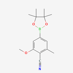 molecular formula C15H20BNO3 B14025914 2-Methoxy-6-methyl-4-(4,4,5,5-tetramethyl-1,3,2-dioxaborolan-2-yl)benzonitrile 