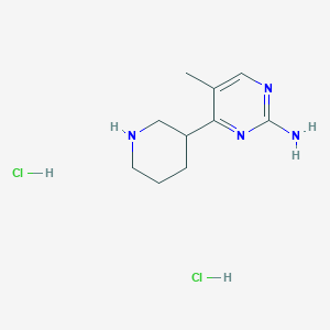 molecular formula C10H18Cl2N4 B1402596 5-Methyl-4-(piperidin-3-yl)pyrimidin-2-amine dihydrochloride CAS No. 1361114-34-2