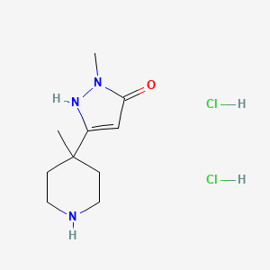 molecular formula C10H19Cl2N3O B1402598 2-Methyl-5-(4-methyl-piperidin-4-yl)-2H-pyrazol-3-ol dihydrochloride CAS No. 1361115-23-2
