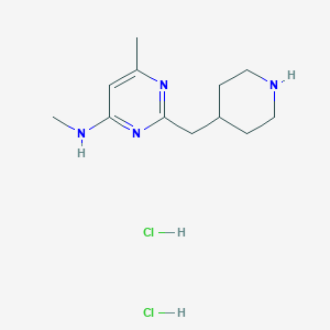 molecular formula C12H22Cl2N4 B1402602 Methyl-(6-methyl-2-piperidin-4-ylmethyl-pyrimidin-4-yl)-amine dihydrochloride CAS No. 1361116-30-4