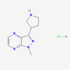 molecular formula C10H14ClN5 B1402611 1-Methyl-3-pyrrolidin-3-yl-1H-pyrazolo[3,4-b]pyrazine hydrochloride CAS No. 1361116-01-9