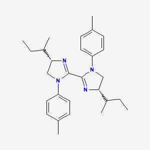 molecular formula C28H38N4 B14026118 (4S,4'S)-4,4'-Di-sec-butyl-1,1'-di-p-tolyl-4,4',5,5'-tetrahydro-1H,1'H-2,2'-biimidazole 