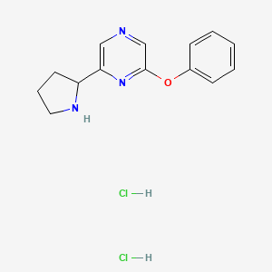 molecular formula C14H17Cl2N3O B1402613 2-Phenoxy-6-(pyrrolidin-2-yl)pyrazine dihydrochloride CAS No. 1361113-41-8