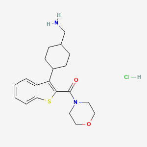 molecular formula C20H27ClN2O2S B1402616 [3-(4-Aminomethyl-cyclohexyl)-benzo[b]thiophen-2-yl]-morpholin-4-yl-methanone hydrochloride CAS No. 1361111-26-3