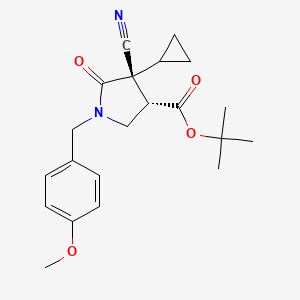 molecular formula C21H26N2O4 B14026195 tert-butyl (3S,4R)-4-cyano-4-cyclopropyl-1-[(4-methoxyphenyl)methyl]-5-oxo-pyrrolidine-3-carboxylate 