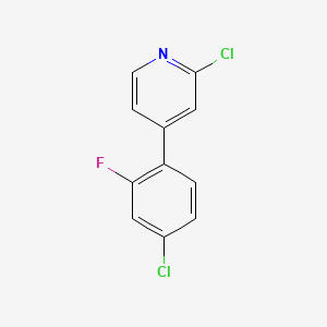 molecular formula C11H6Cl2FN B14026200 2-Chloro-4-(4-chloro-2-fluorophenyl)pyridine 